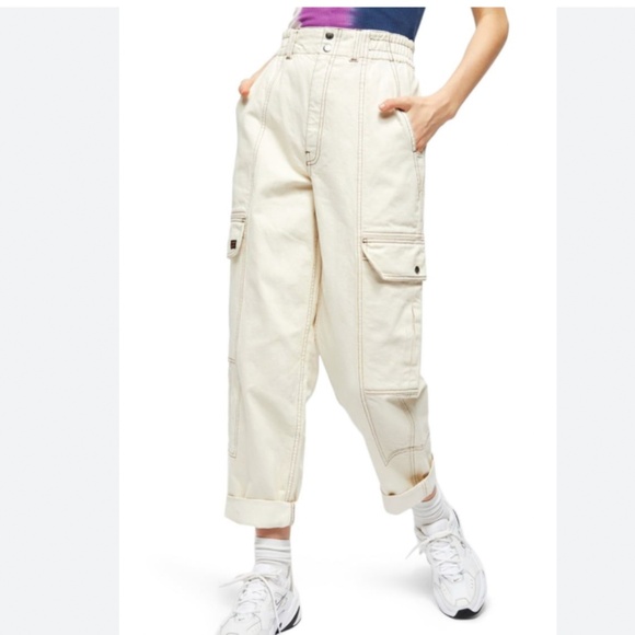 Urban Outfitters BDG White Blaine Cargo Skate Denim Pants Size 26 - Picture 1 of 7